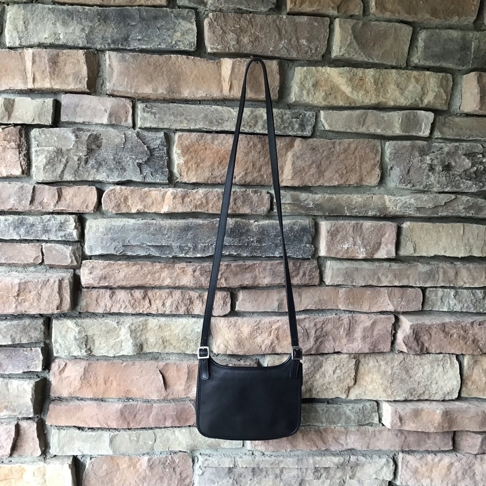 Coach 9142 Black Leather Mini Hippie Flap Crossbody Purse